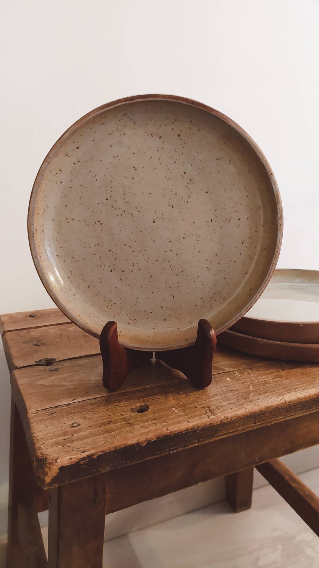 Set of 3 antique glazed stoneware plates.