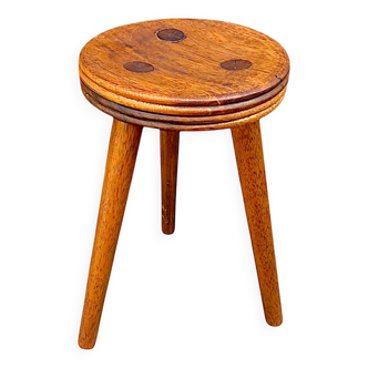 Old small wooden tripod stool