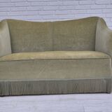 1960s, Danish 2 seater sofa, original condition, green furniture velour.