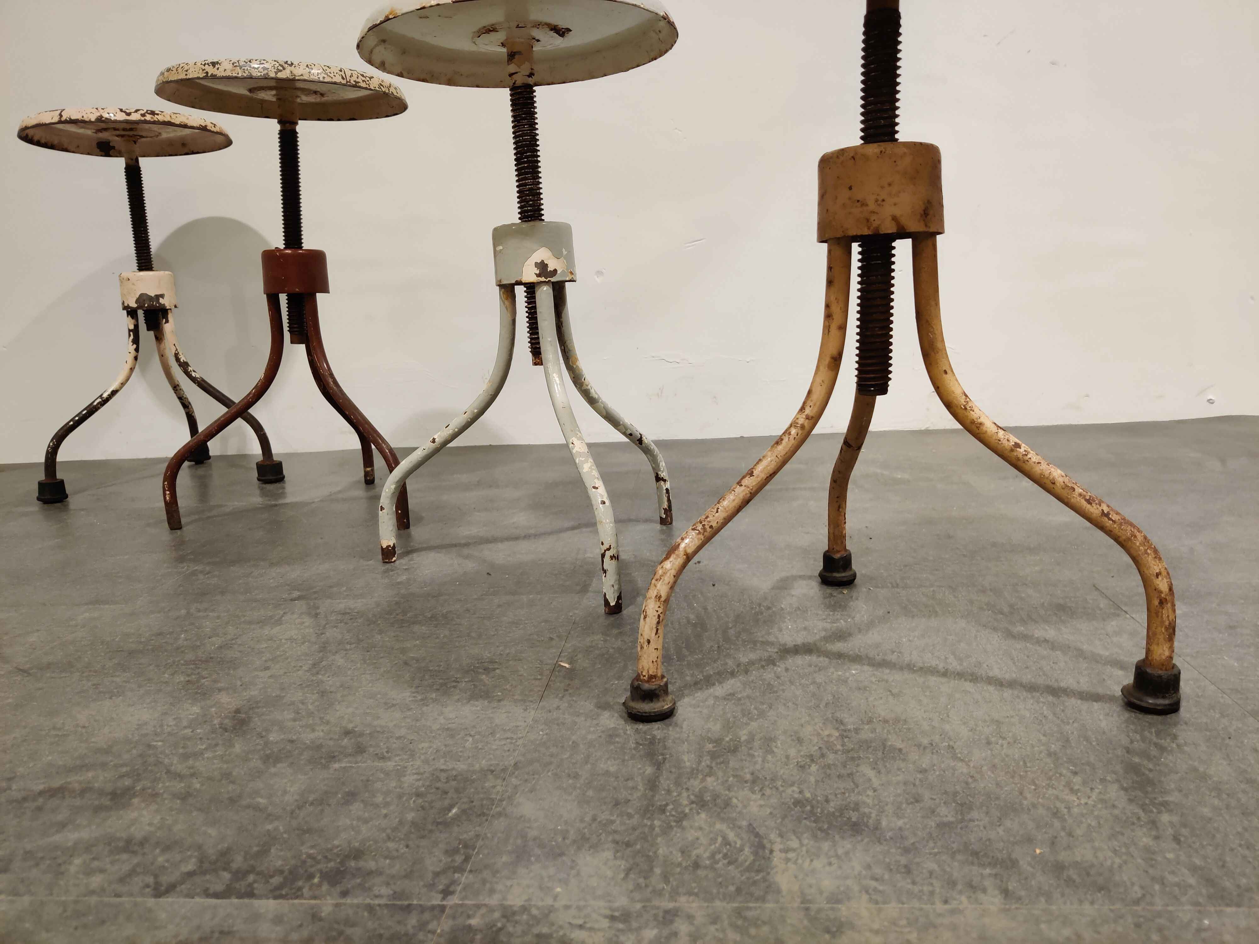 Vintage industrial stools, set of 4