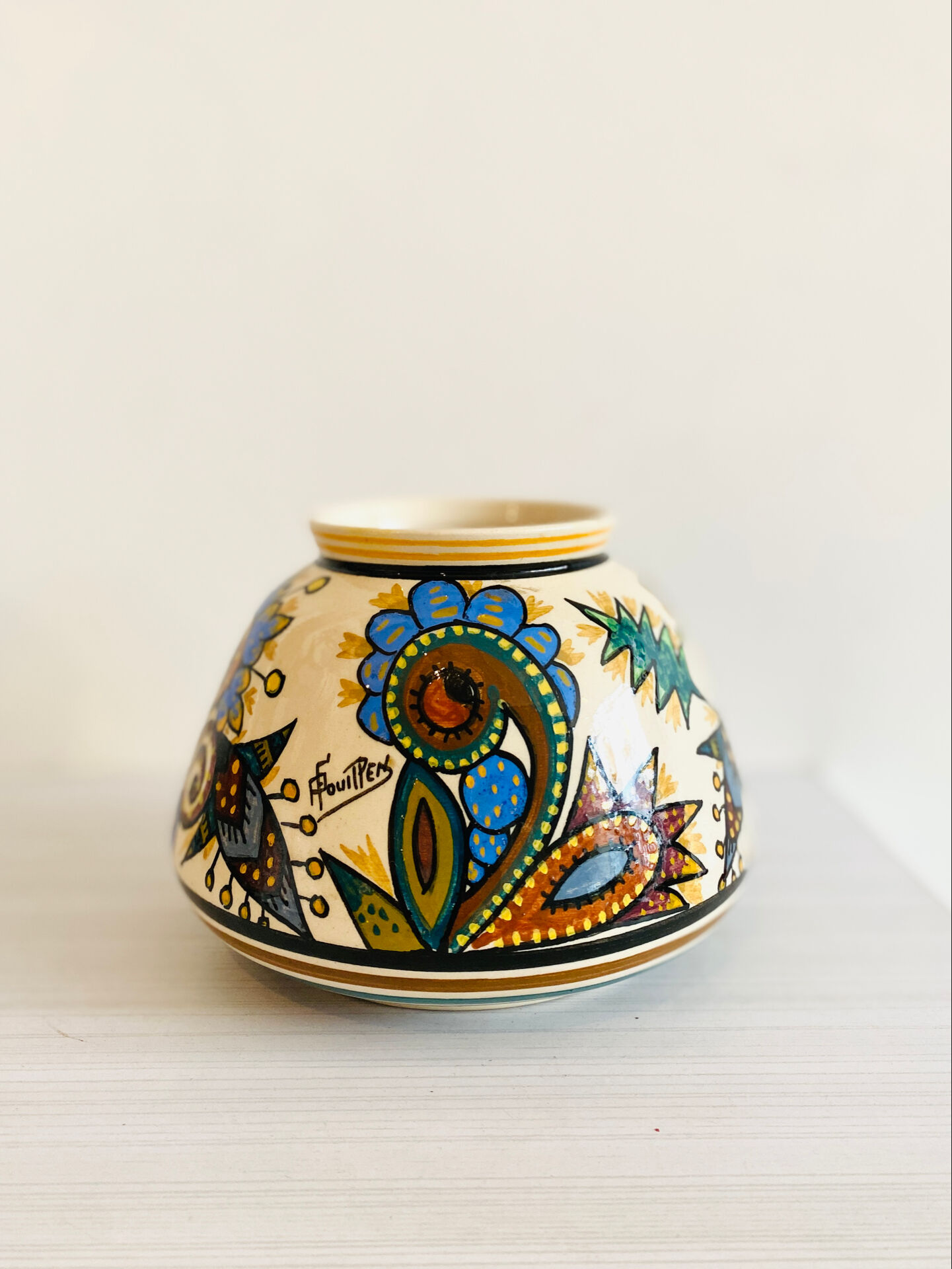 Round ceramic vase signed Paul Fouillen