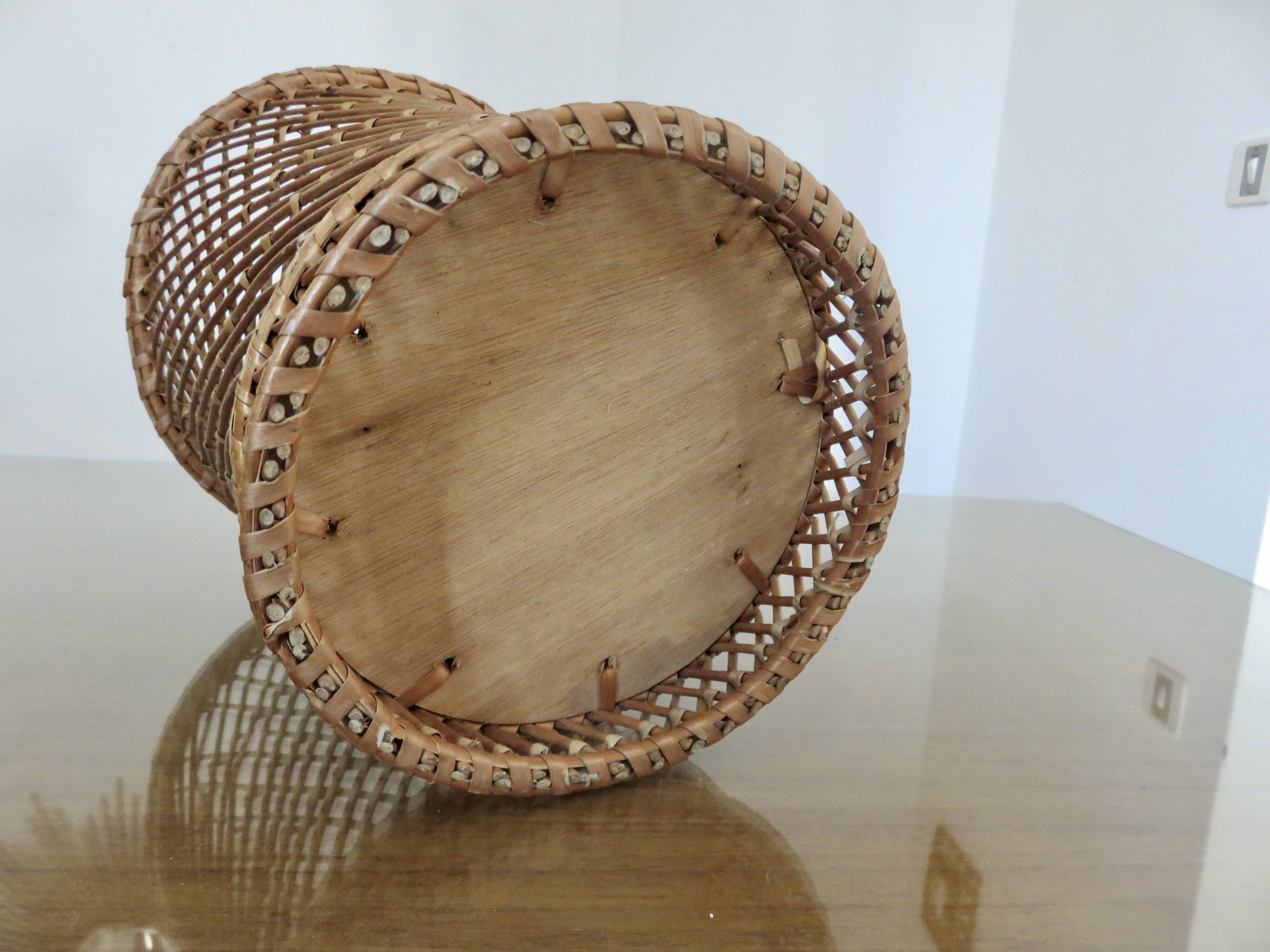 Rattan wastebasket, office, 1960 1970