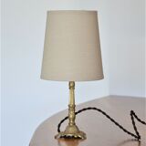 Bedside lamp in gold metal and linen lampshade