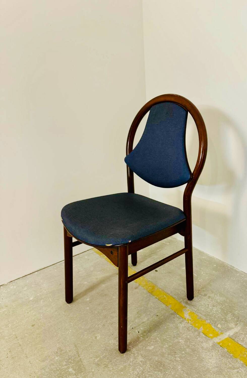 Set of 12 Baumann chairs, vintage, blue Skai seat.