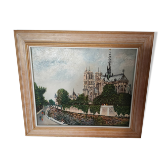 Huile sur toile Notre dame de Paris AR Noulin