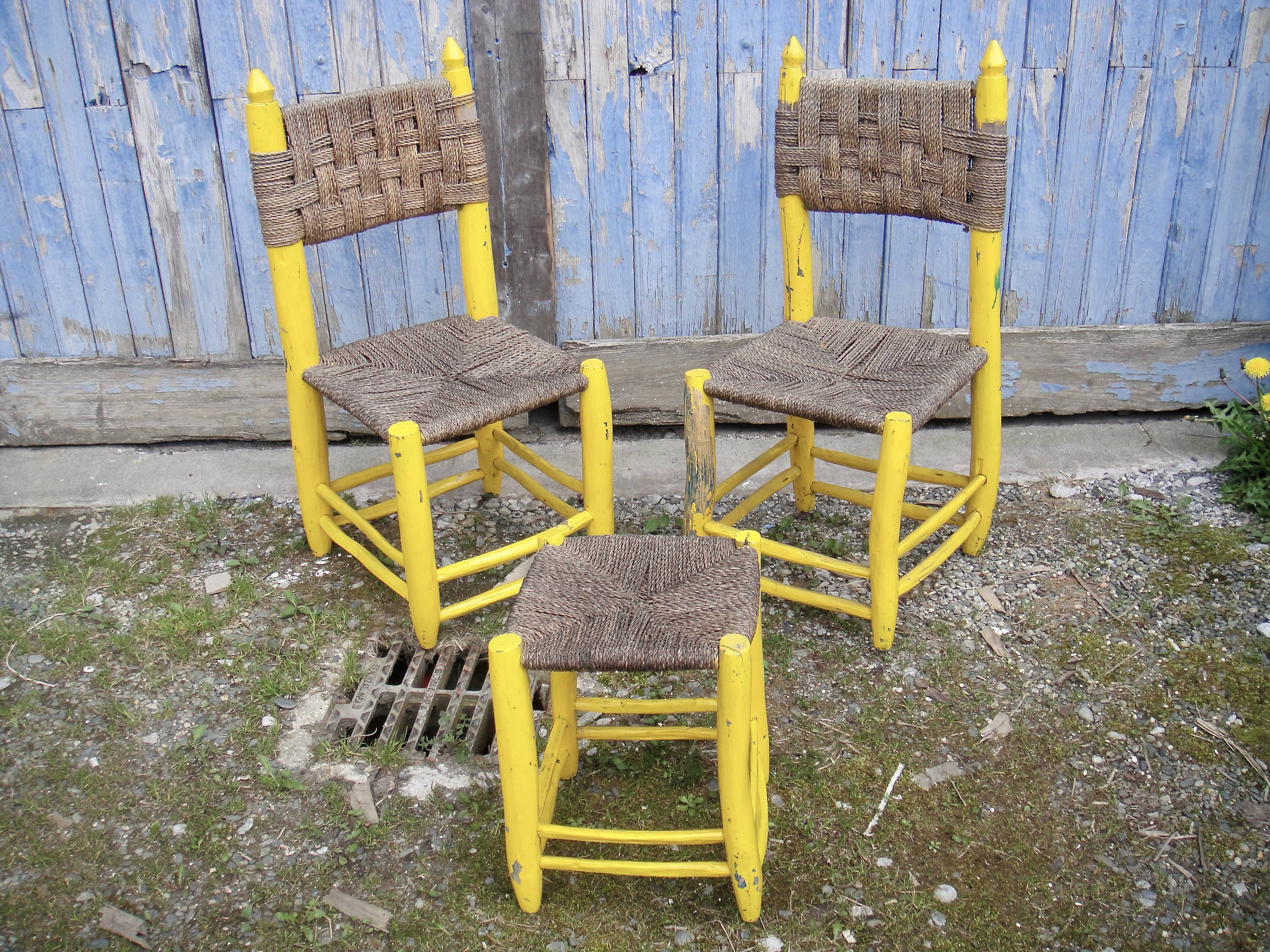 2 chairs + 1 vintage shepherd's stool