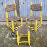 2 chairs +1 vintage sheepfold stool