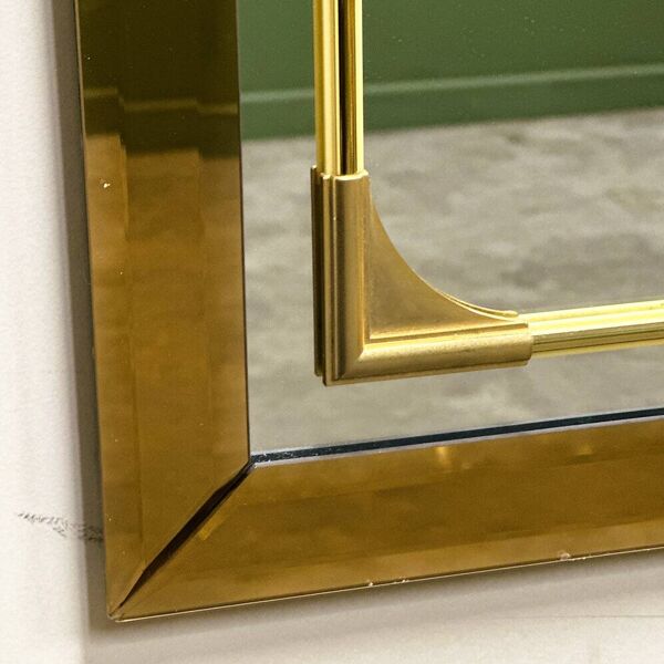 Miroir rectangulaire Schöninger en verre teinté bronze et détails en laiton, allemand