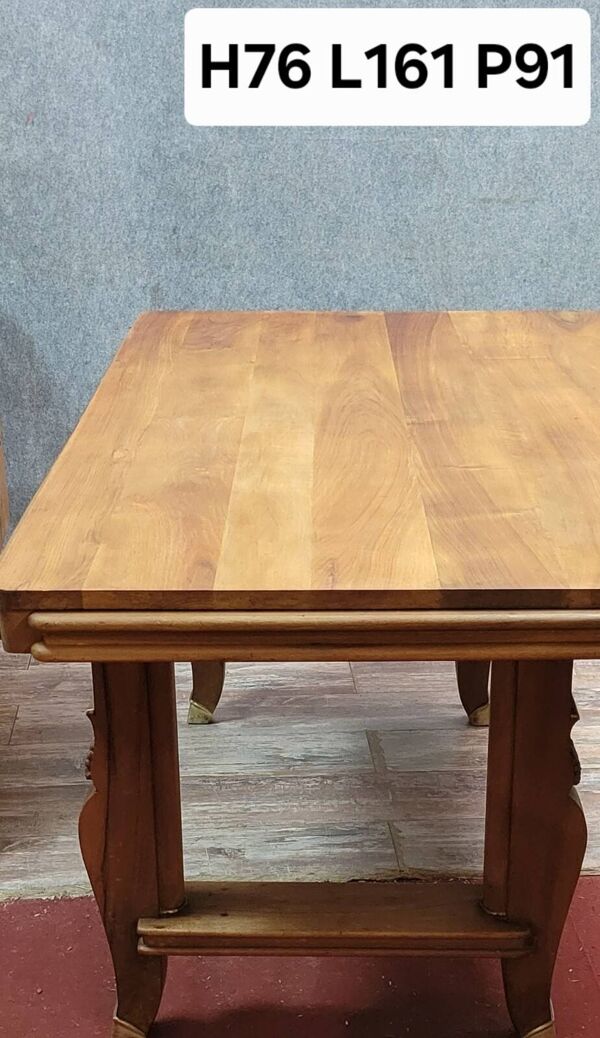 Table de salle a manger époque Art Déco en acajou blond vers 1950