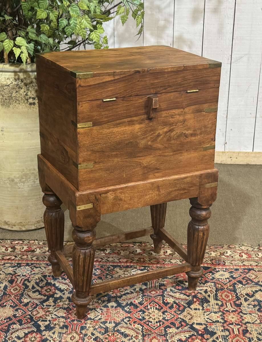Teak bottle cabinet on legs in marine style