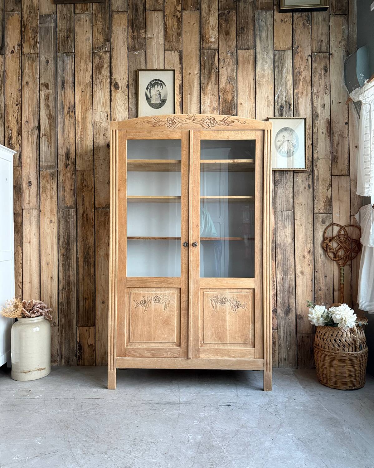 Vitrine art déco en chêne (rénovée)