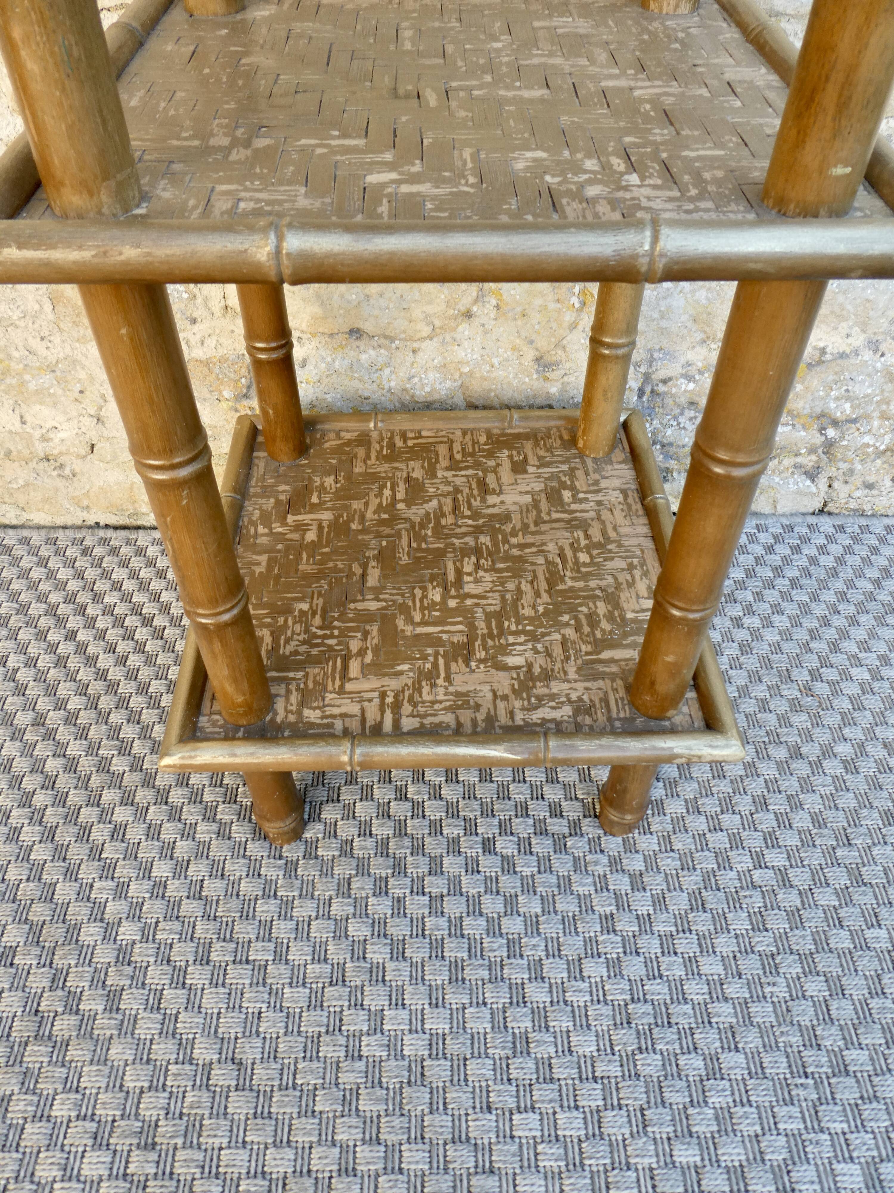 Bamboo shelf and rattan weaving