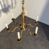Important six-light chandelier in chiselled gilded bronze, Empire, 19th century