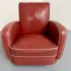 Vintage red faux leather Art Deco club chair from the 1940s/50s.