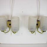 1970s Pair of Two Wall Lamps with Glass Shades, Germany