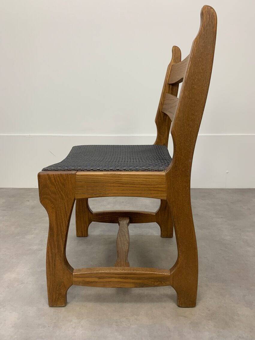 6 vintage solid wood brutalist chairs