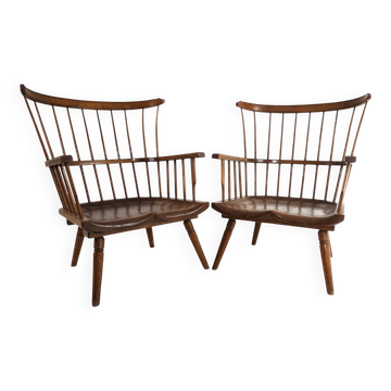 Paire de fauteuils lounge Windsor faits à la main, Angleterre, vers 1960