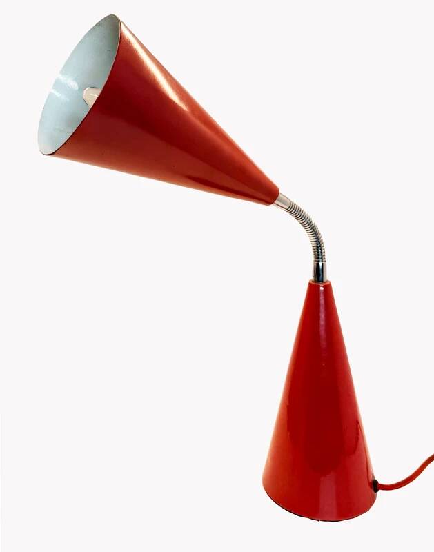 80's style table lamp Max Bill, Egoluce, vintage brown-red.