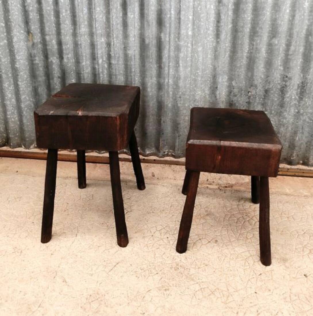 Brutalist stool pair