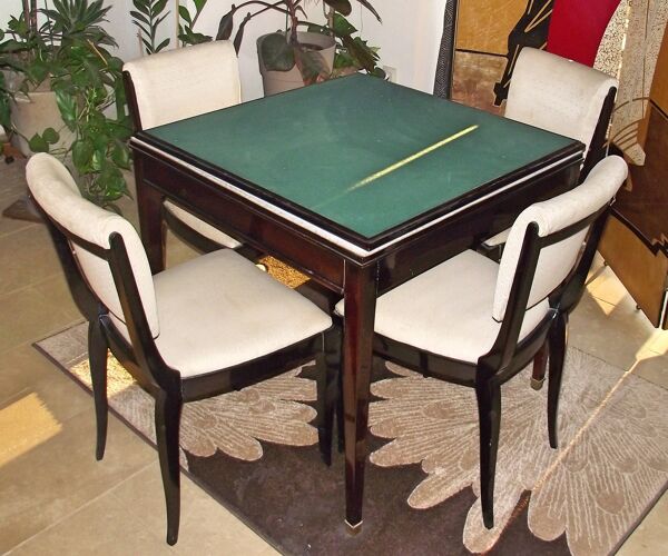 Table de bridge et 4 chaises Art Deco 1930s Lot de 5 elements