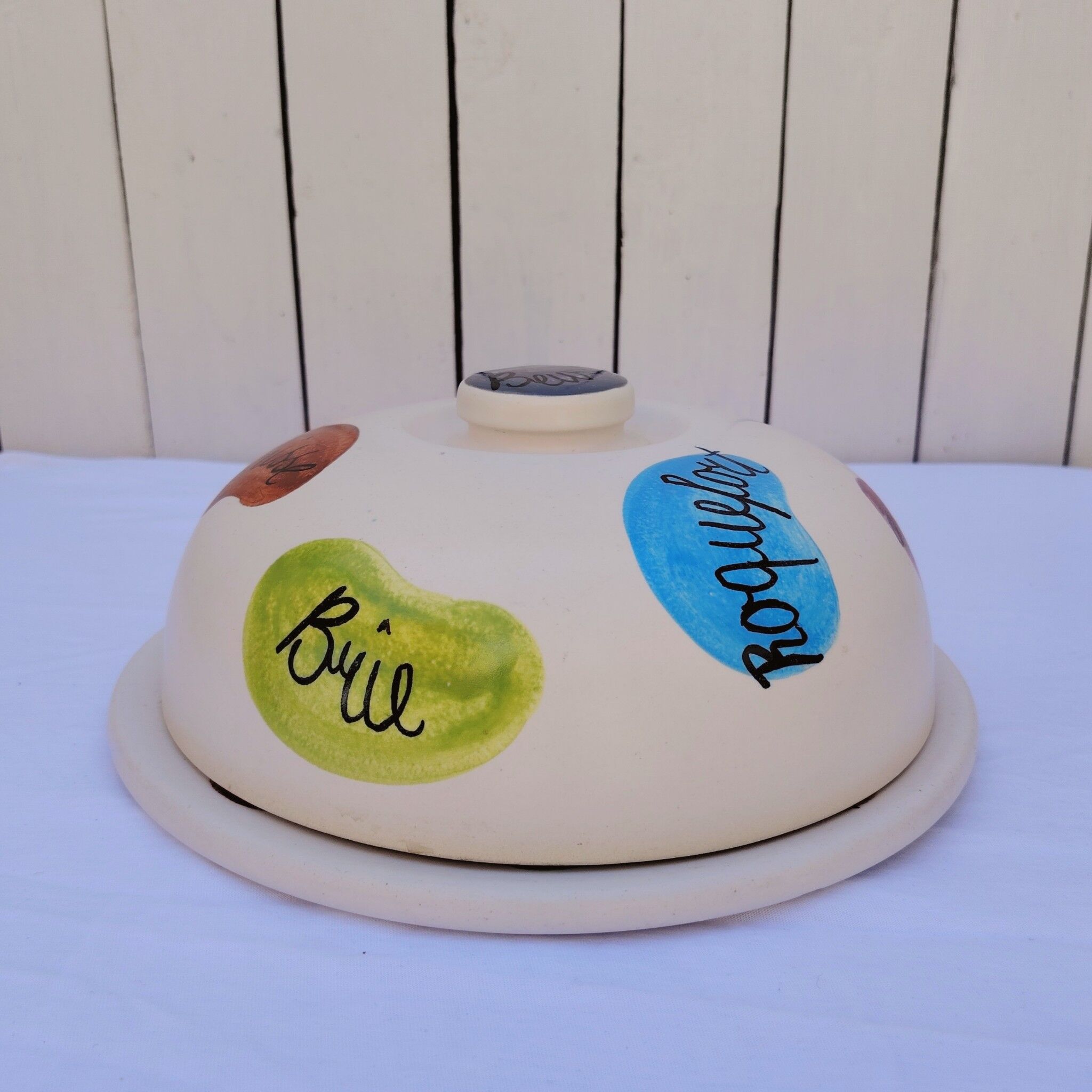 Cheese dome plate, ceramic, Elchinger, 1960s design