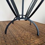 Wrought iron lyre magazine rack from the 50s