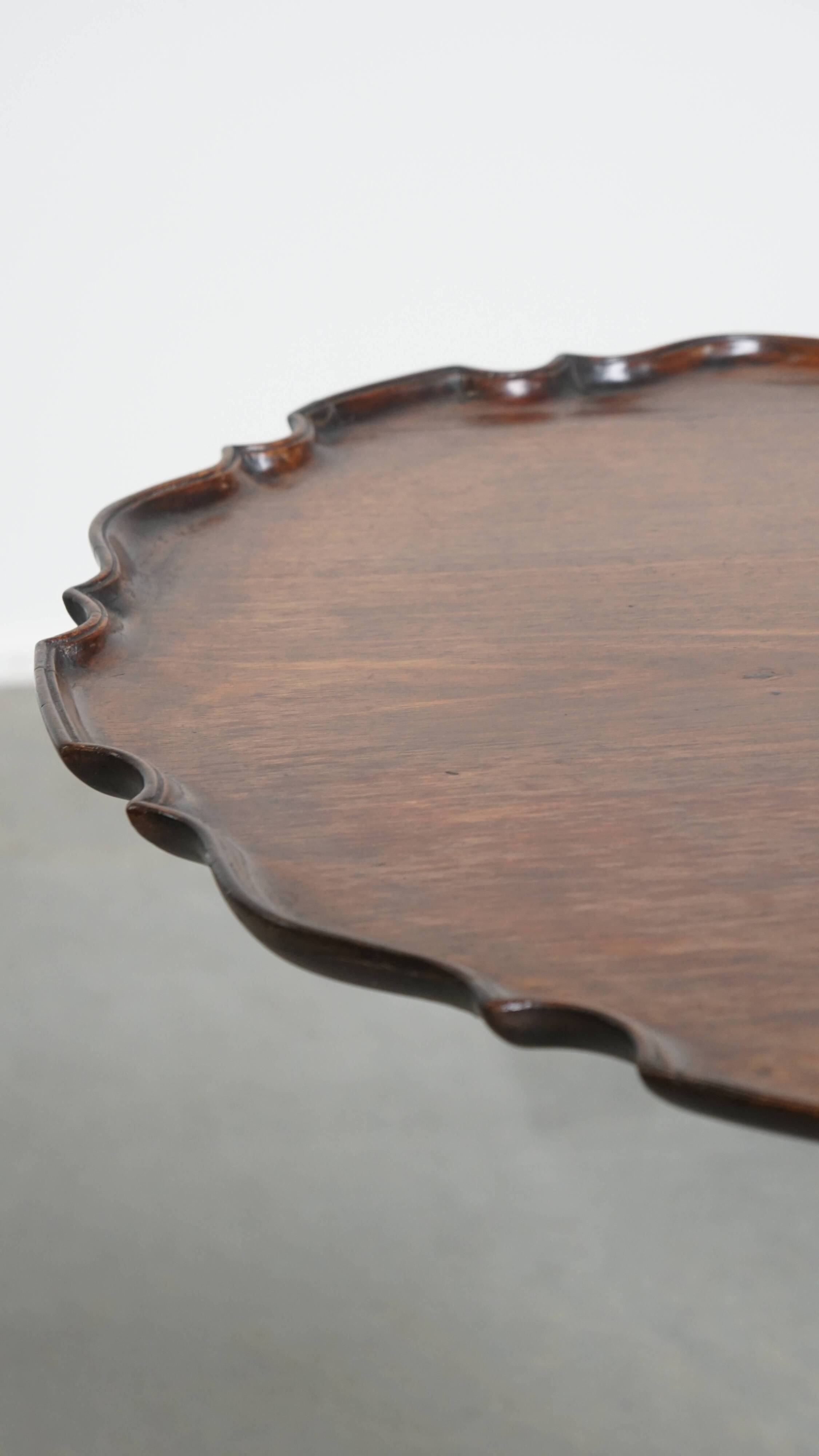 Antique 19th-Century English Wine/Tilt-Top Table with One-Piece Top