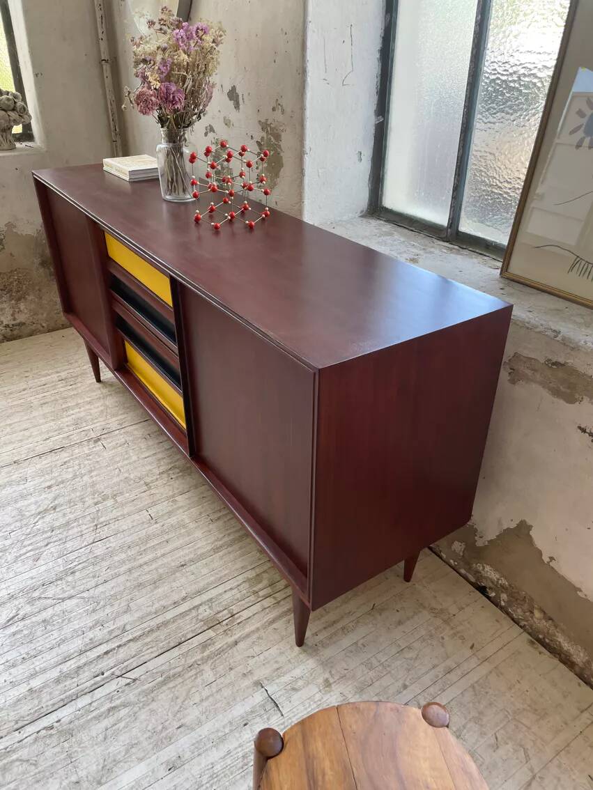Scandinavian modernist teak sideboard with 4 drawers