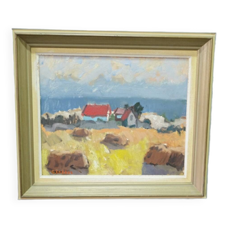 Gunnar Ekdahl,  Swedish Modern Landscape, Oil on Panel, 1960s, Framed