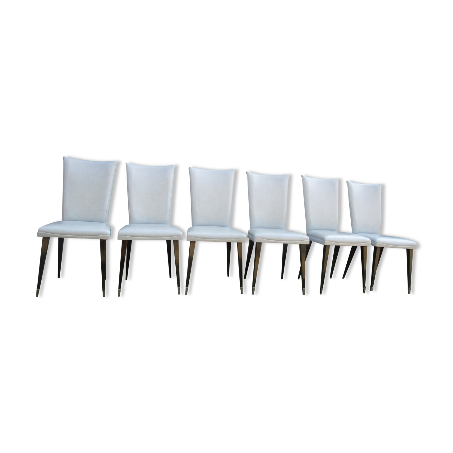 Suite of 6 dining chairs 50'S s imitation gray leather