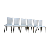 Suite de 6 chaises de salle à manger années 50'S simili cuir gris