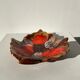 Empty Vallauris pocket in the shape of a leaf, orange and brown iced décor