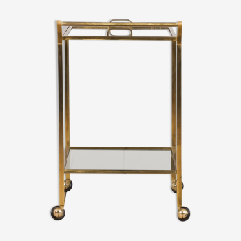 Italian mid century brass bar cart with portable tray, 1960s