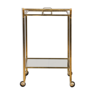 Italian mid century brass bar cart with portable tray, 1960s