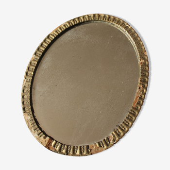 Old oval mirror gilded wood mercurized