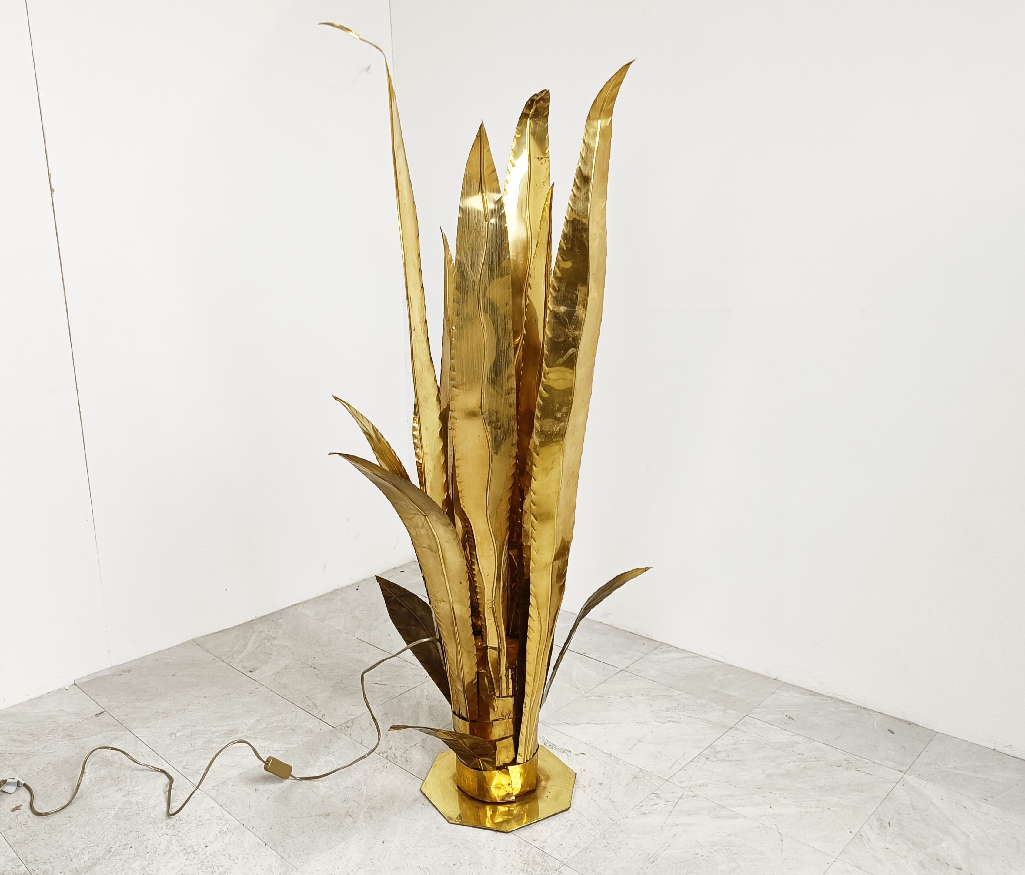 Lampadaire en laiton Aloe Vera par Bottega Gadda, années 1970