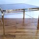 Coffee table glass smoked metal gilded Italian design 80s stamped