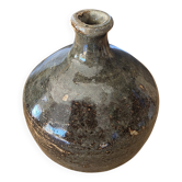 Small Vintage Glazed Stoneware Ball Flower Vase