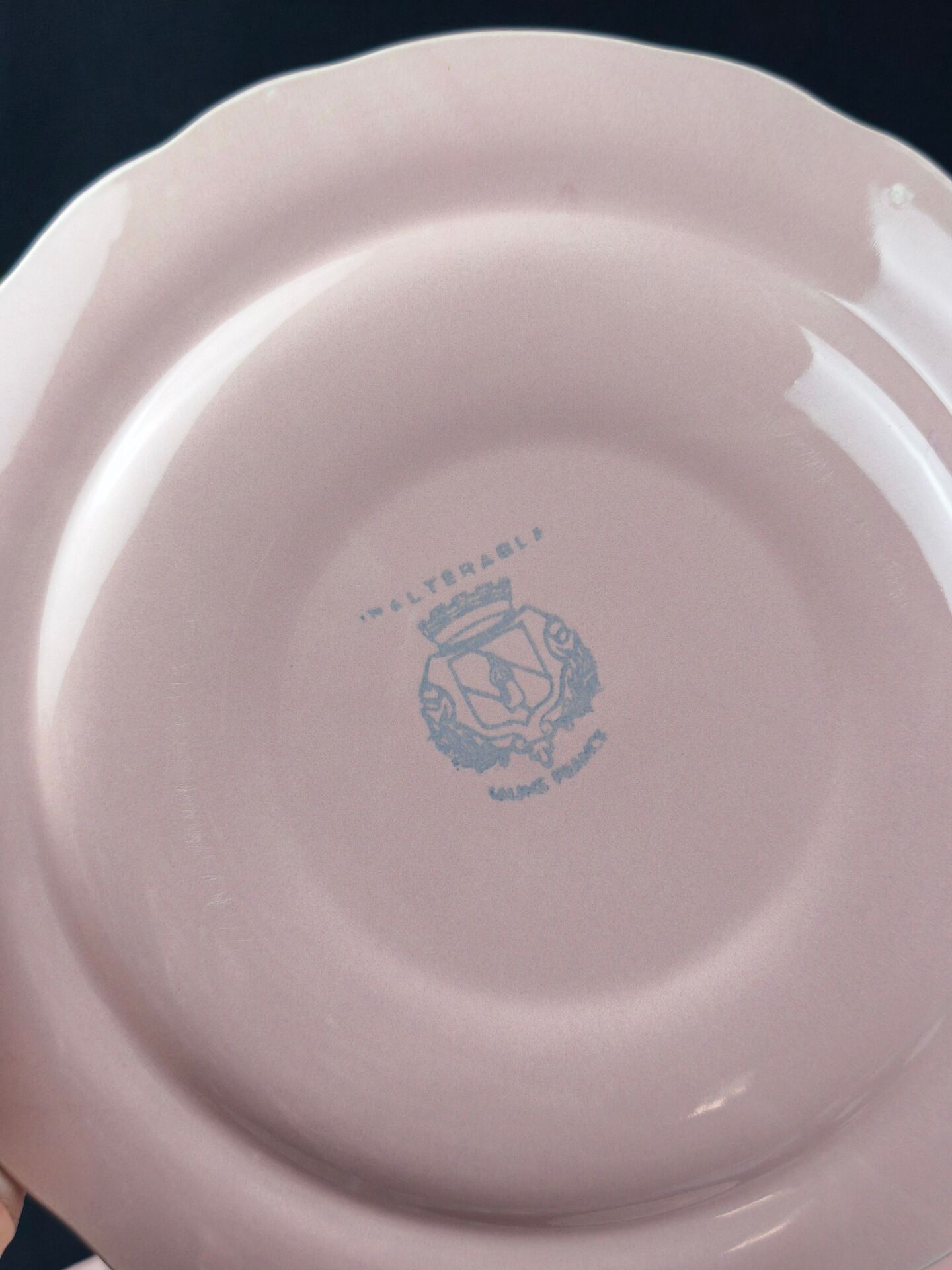 8 vintage dessert plates Salins powder pink – Ø 21.6 cm