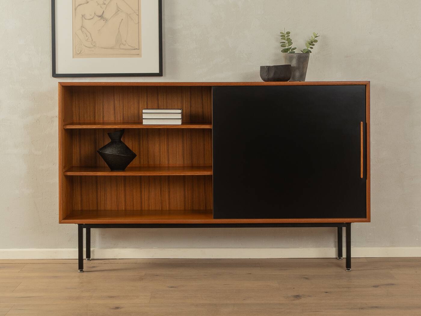 60s Sideboard with Sliding Doors by WK Möbel