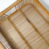 grand plateau en rotin design vintage