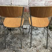 Pair Chair Feet Compass Metal Chrome + Formica Brown 70s Vintage