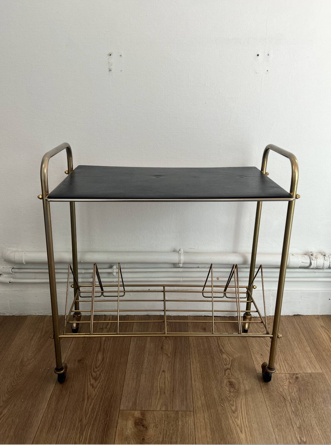 Vintage serving cart on wheels