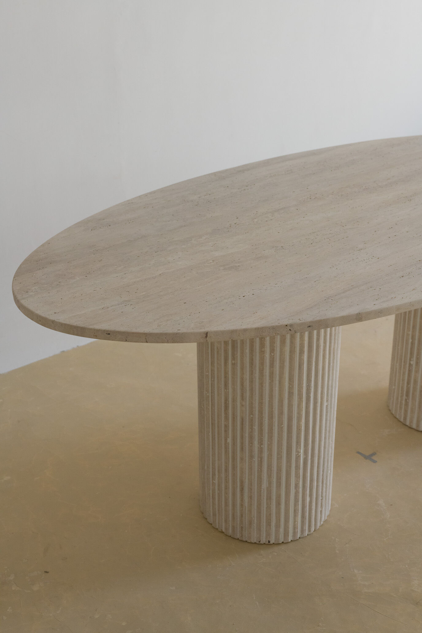 Natural travertine calypso oval dining table 240x100