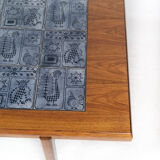 Table basse en palissandre avec carreaux bleus de design danois par Arrebo Furniture, années 1960
