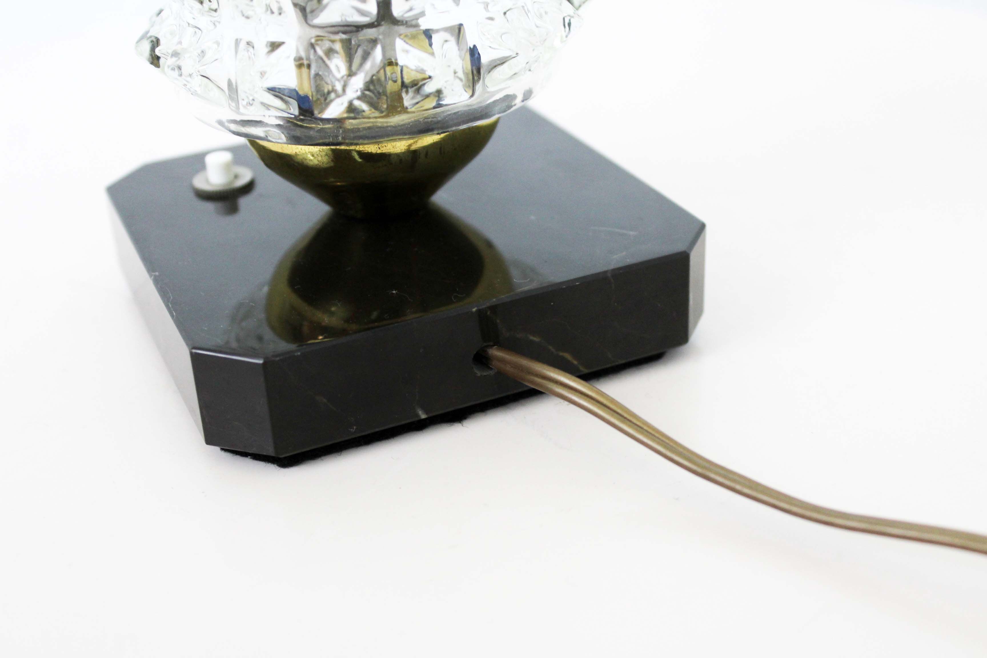 Beautiful art deco table lamp in glass and marble