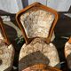 8 cherry wood chairs in Louis XV style with velvet upholstery.