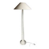 Midcentury French Alabaster floor lamp with bouclé shade, 1950s