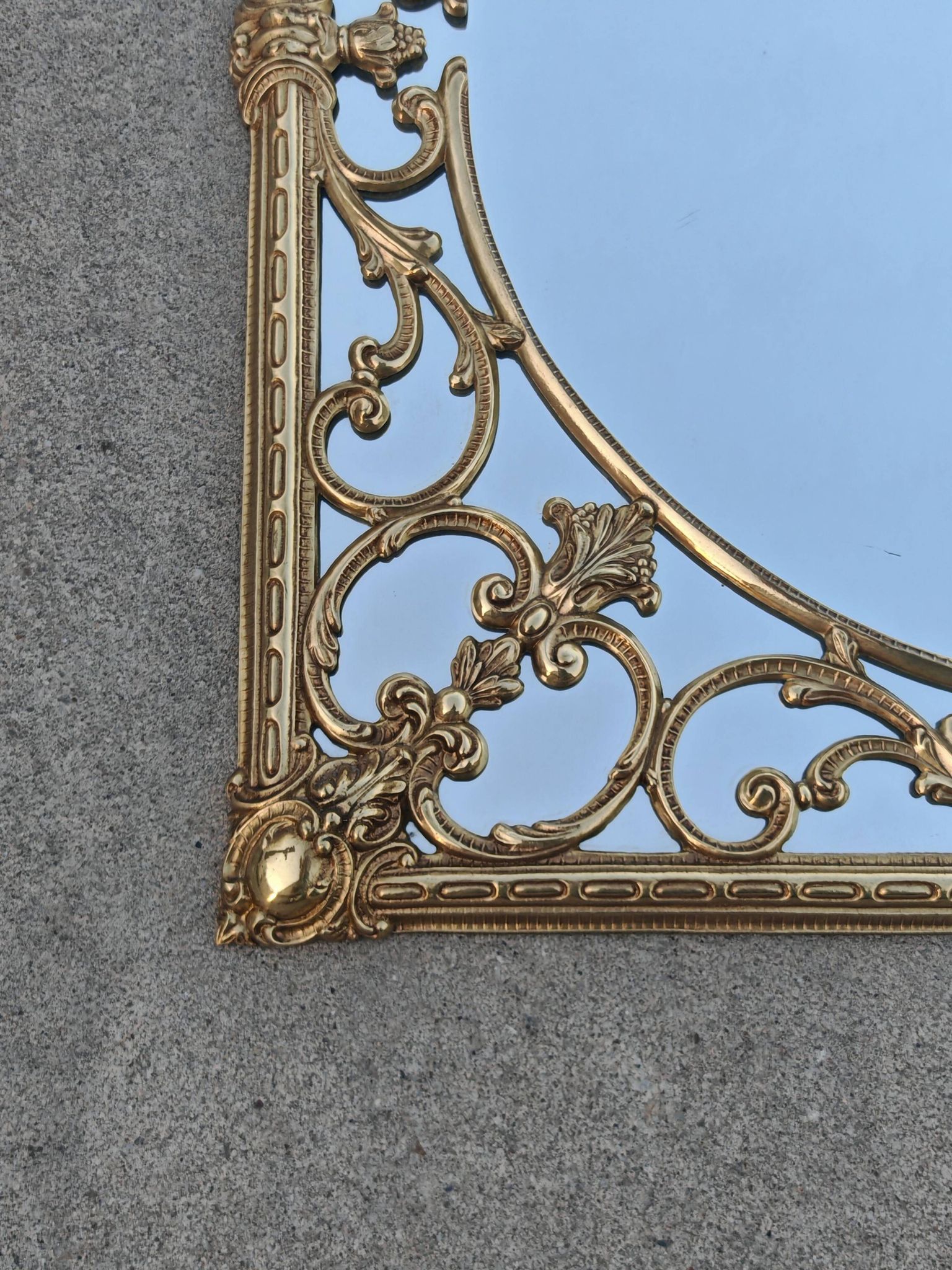 Hollywood Regency Wall Mirror in Brass, Neoclassical Style, 1950s