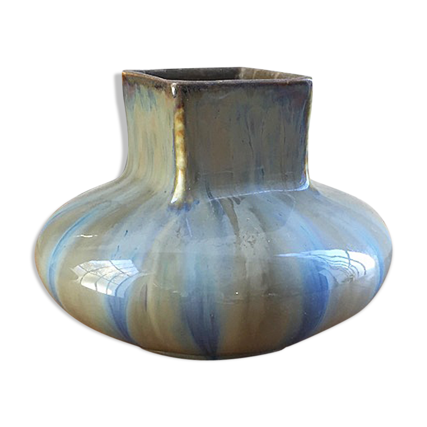 Small blue ceramic vase